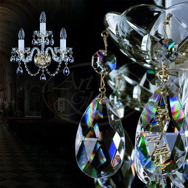 【ART GLASS】クリスタルブラケット「MAGGIE」3灯(W340×H340mm)