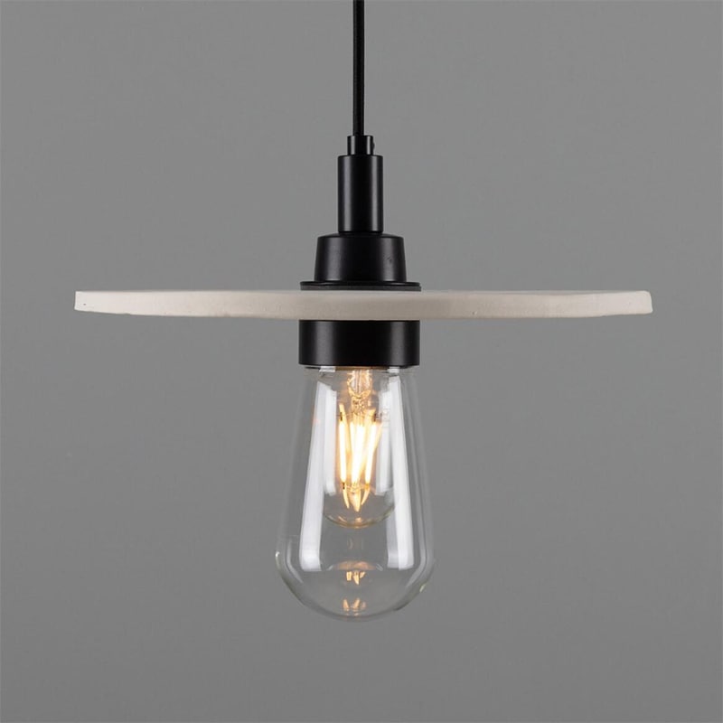 【Mullan】アイルランド「Bog Oak-Organic Ceramic Bathroom」ディスクペンダントライト 1灯 マットホワイト(φ280×H110mm)