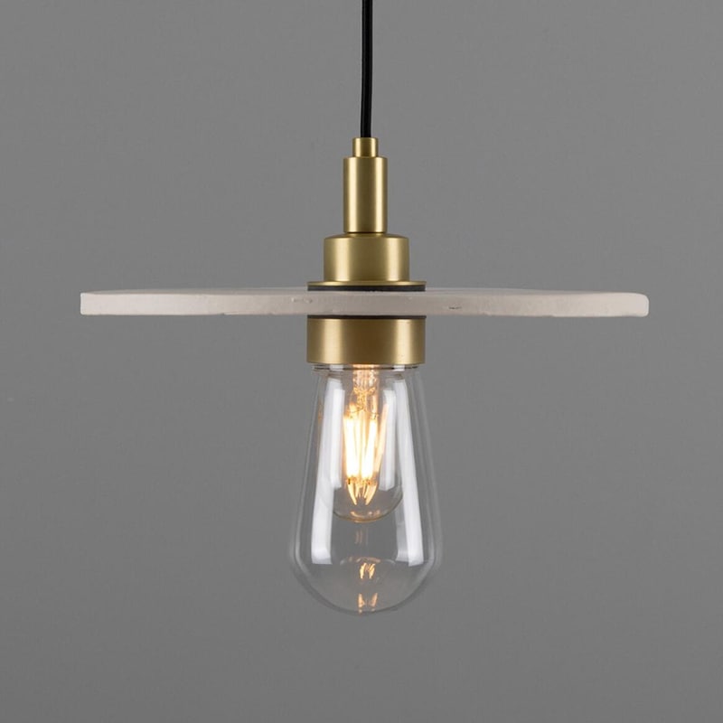 【Mullan】アイルランド「Bog Oak-Organic Ceramic Bathroom」ディスクペンダントライト 1灯 マットホワイト(φ280×H110mm)