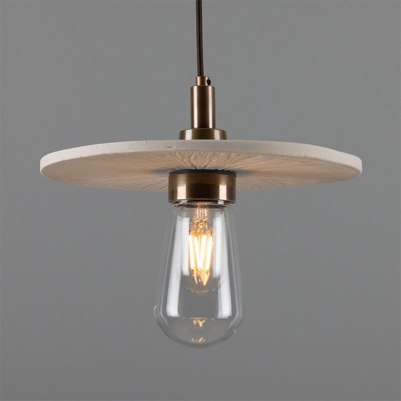 【Mullan】アイルランド「Bog Oak-Organic Ceramic Bathroom」ディスクペンダントライト 1灯 マットホワイト(φ280×H110mm)