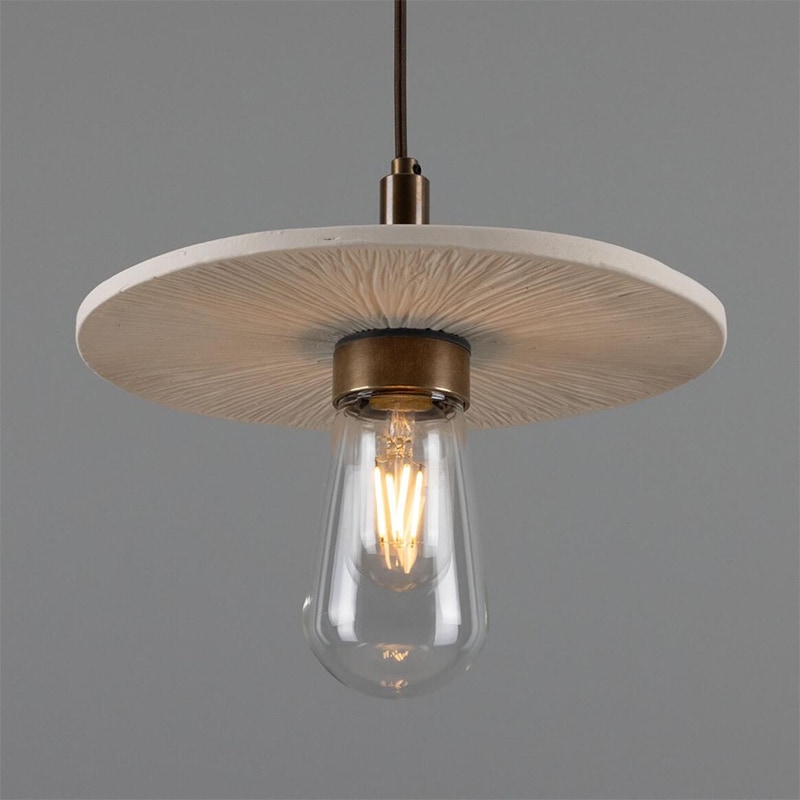 【Mullan】アイルランド「Bog Oak-Organic Ceramic Bathroom」ディスクペンダントライト 1灯 マットホワイト(φ280×H110mm)