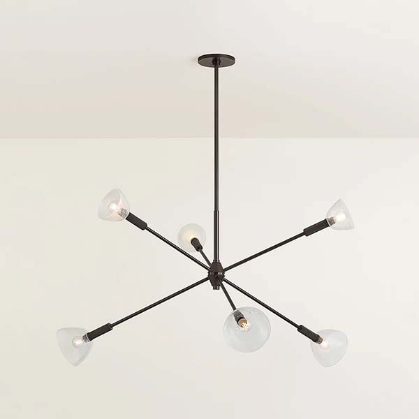 【MITZI】アメリカ・デザインシャンデリア「Caraway」4灯 ブラック（Φ1340×H642mm）