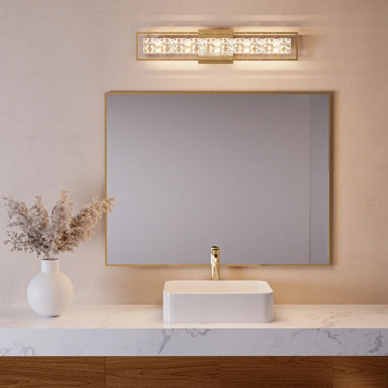 【QUOIZEL】アメリカ・デザイン照明 LED・クリスタルウォールライト「Dazzle」ゴールド（W840×D80×H180mm）