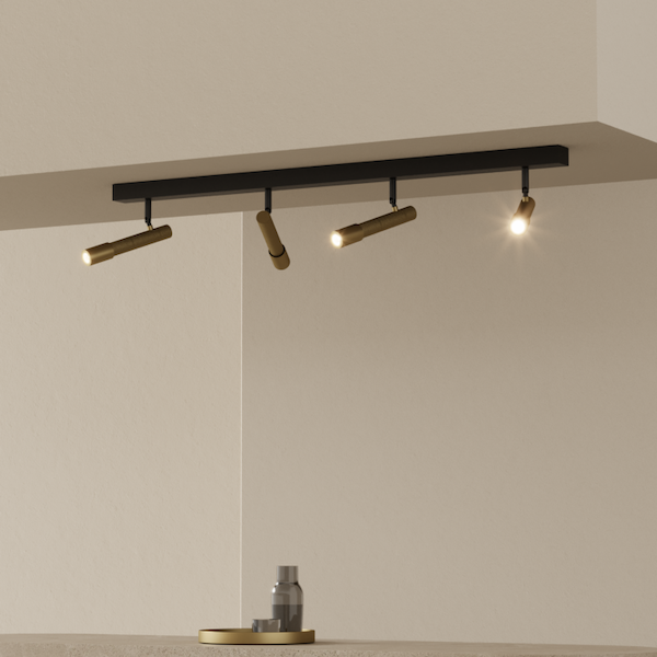 【aromas】 スペイン・インテリア照明「YCRO」シーリングライト ブラック／ゴールド (W890×D47×H115mm)