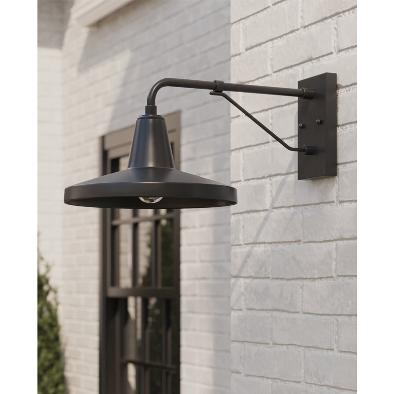 【CURREY】アメリカ・アウトドアウォールライト 1灯「Mariner」ブラック（W304×D520×H266mm）