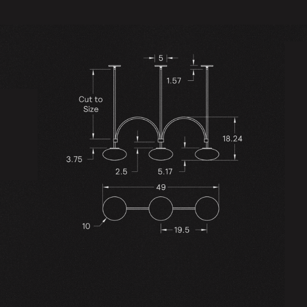 【ALLIED MAKER】 アメリカ・インテリア照明「Ellipsis 3」ペンダントライト 3灯 カスタムカラー (W1245×D254×H464mm)