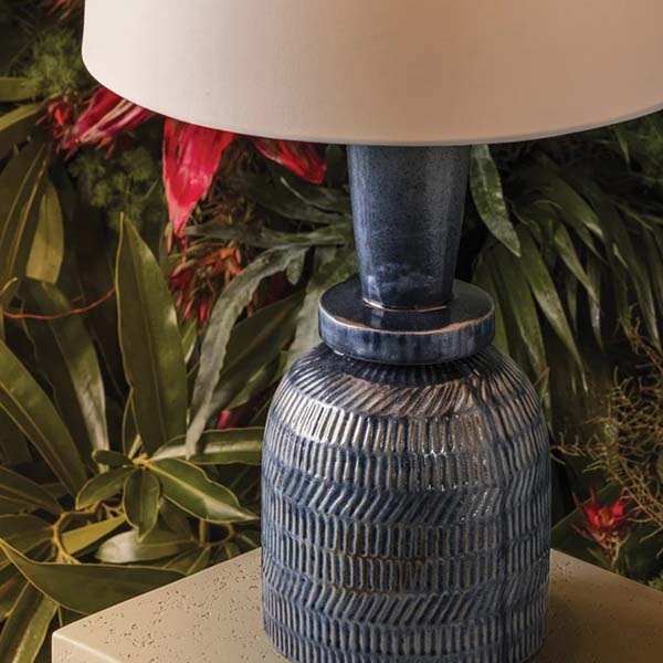 【MITZI】アメリカ・モダンテーブルライト「Russo」1灯 ゴールド/ブルー(Φ432×H699mm)