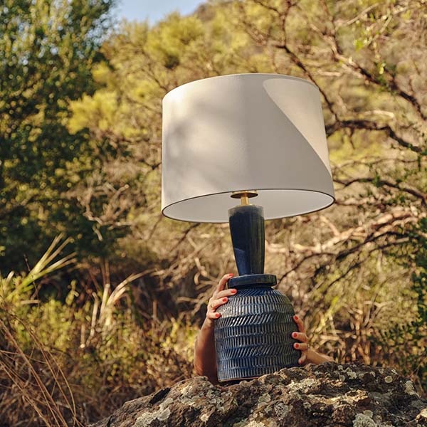 【MITZI】アメリカ・モダンテーブルライト「Russo」1灯 ゴールド/ブルー(Φ432×H699mm)