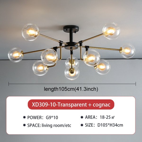 EL JEWEL 北欧スタイル ペンダント照明 ブラウン W600mm デザイン照明 LEDガラスペンダントライト Smoke Gray 横向き