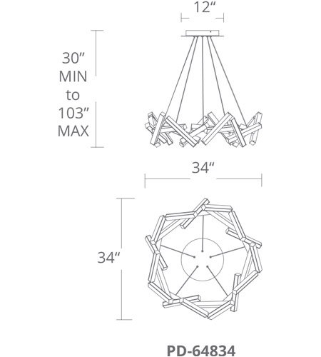 【Modern Forms】アメリカ・デザイン照明「Chaos」LED  ブラック（W860×D860×H250mm）
