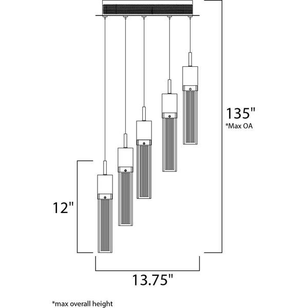 【ET2】アメリカ・LEDシーリングペンダントライト「FIZZ III」5灯(W350×L350×H300-3430mm)