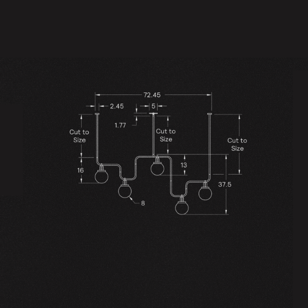 【ALLIED MAKER】 アメリカ・インテリア照明「Escalante 5」ペンダントライト 5灯 カスタムカラー (W1842×D204×H953mm)