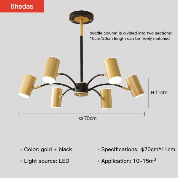北欧スタイルインテリア照明  6／8／10／12灯 ゴールド（約W700～W950mm）