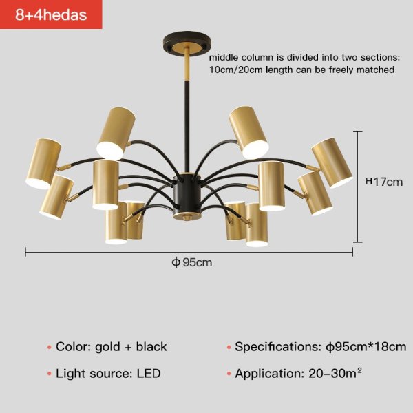 北欧スタイルインテリア照明  6／8／10／12灯 ゴールド（約W700～W950mm）