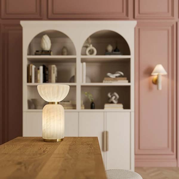 【MITZI】アメリカ・モダンテーブルライト「Cordelia」1灯 ゴールド（Φ248×H426mm）