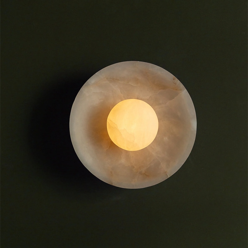 【INDUSTVILLE】イギリス・デザイン照明「Alabaster」アラバスターストーンウォールライト(φ250×D80mm)