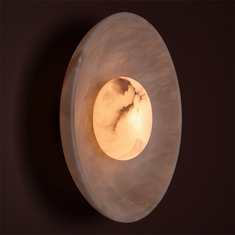 【INDUSTVILLE】イギリス・デザイン照明「Alabaster」アラバスターストーンウォールライト(φ250×D80mm)