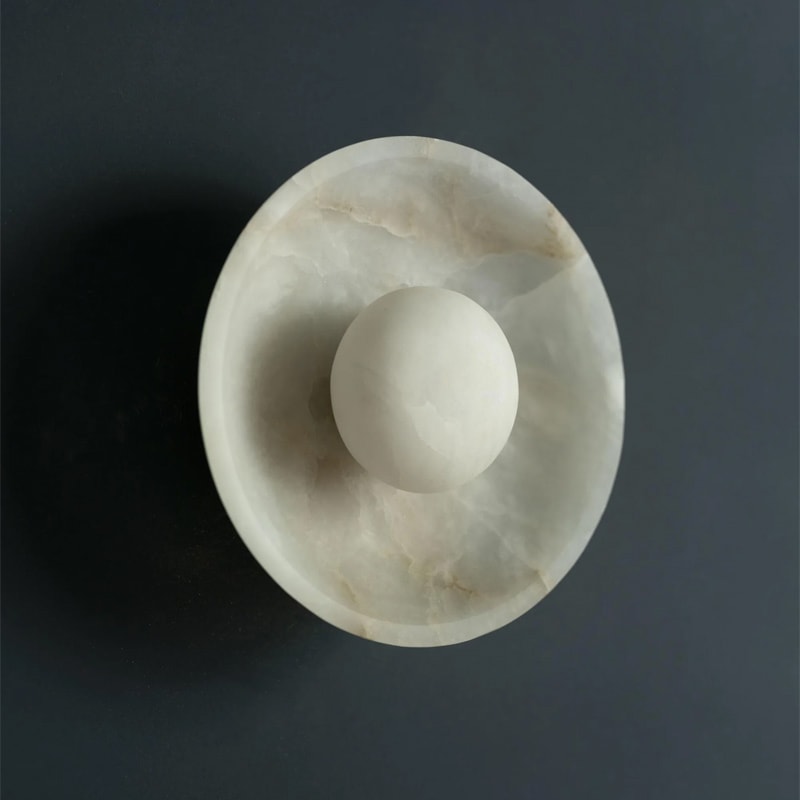 【INDUSTVILLE】イギリス・デザイン照明「Alabaster」アラバスターストーンウォールライト(φ250×D80mm)