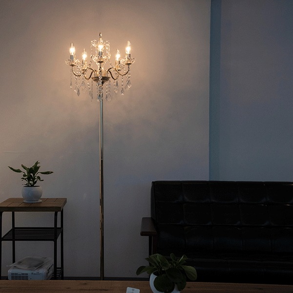 シャンデリアフロアライト ゴールド 5灯(φ420×H1610mm)