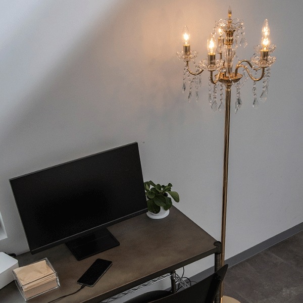 シャンデリアフロアライト ゴールド 5灯(φ420×H1610mm)