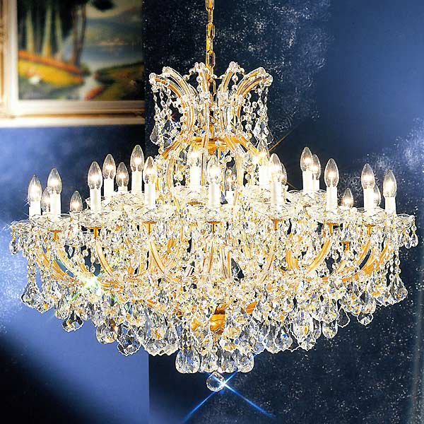 【LA LUCE】大型シャンデリア 34灯 ゴールドorクローム(W1200×H1000mm)