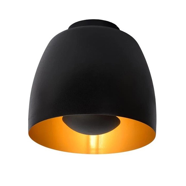 【LUCIDE】ベルギー　デザイン照明　シーリングライト「NOLAN」Black　1灯（φ240×H217mm）