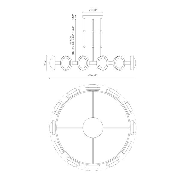 【Alora】アメリカ  デザイン照明 「Alonso」  ブロンズ/アラバスター（W1283×H216mm）