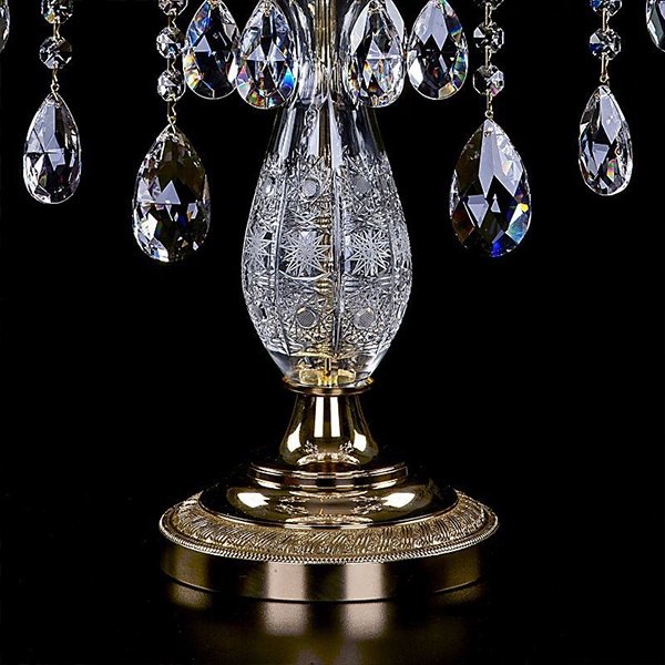 【ART GLASS】真鍮製クリスタルテーブルライト 3灯(W450×H590mm)