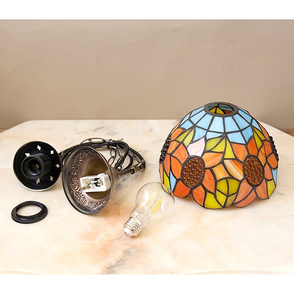 ティファニー　ペンダントランプ　フラワー　マルチカラー・1灯（φ210×H210mm）