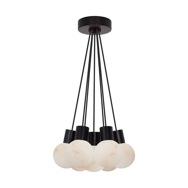 【TECH LIGHTING】アメリカ・モダン照明 ペンダントライト「Mina Alabaster 7-Light Small Chandelier」LED照明 ブラック／ブラック（W356×D356×H194mm）