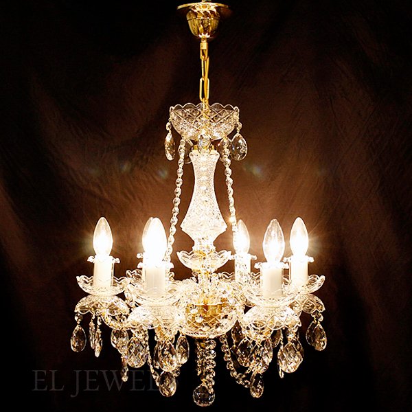 WRANOVSKY】クリスタルシャンデリア「Position」6灯 ゴールド(Φ500