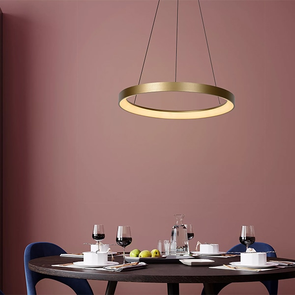 LUCIDE】ベルギー リング型ペンダントライト「VIDAL」Gold（φ580×H40mm