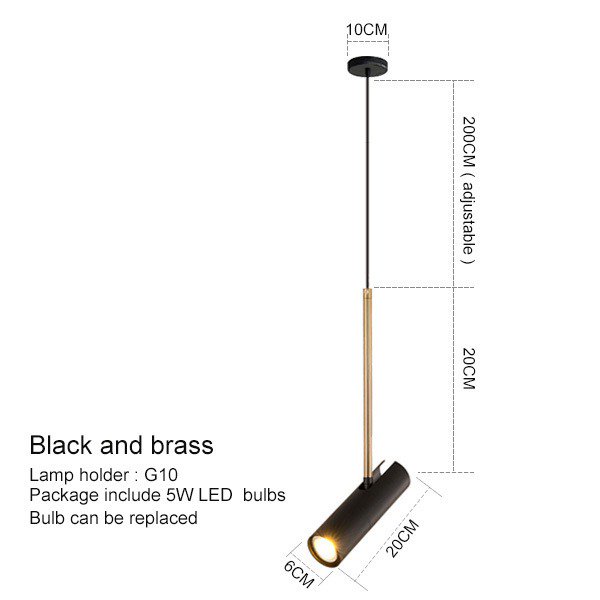 【リーズナブル】【IANLOV】LEDモダン・スポットペンダントライト 1灯 ゴールド/ブラック (D60×H200mm)