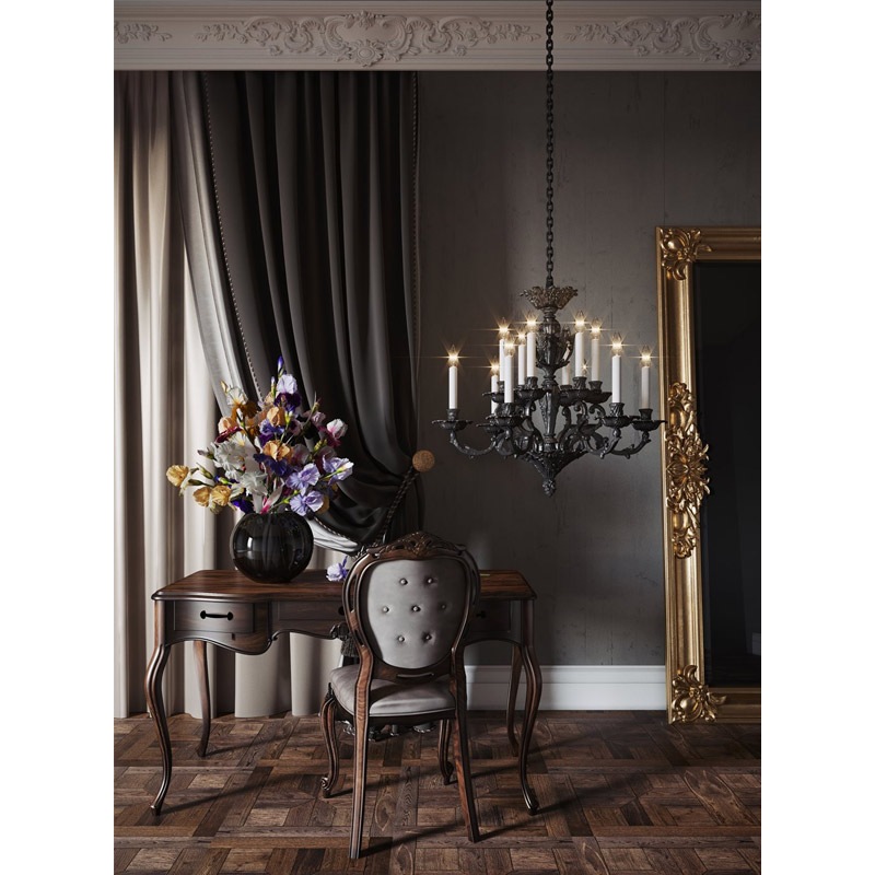 【Preciosa】「Louis XL CONTEMPORARY COLOUR」シャンデリア 40灯 ブラック（W1550×H1150mm）