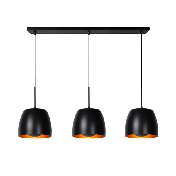 【LUCIDE】ベルギー　デザイン照明　シーリングペンダントライト「NOLAN」Black　3灯（φ240×H192mm）