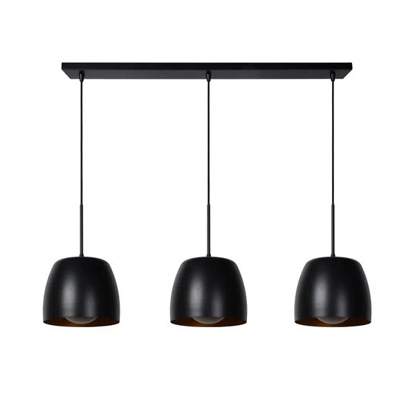 【LUCIDE】ベルギー　デザイン照明　シーリングペンダントライト「NOLAN」Black　3灯（φ240×H192mm）