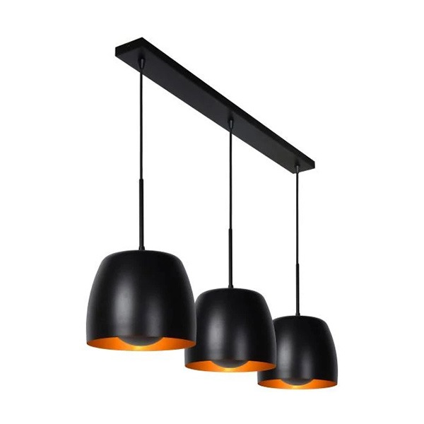 【LUCIDE】ベルギー　デザイン照明　シーリングペンダントライト「NOLAN」Black　3灯（φ240×H192mm）
