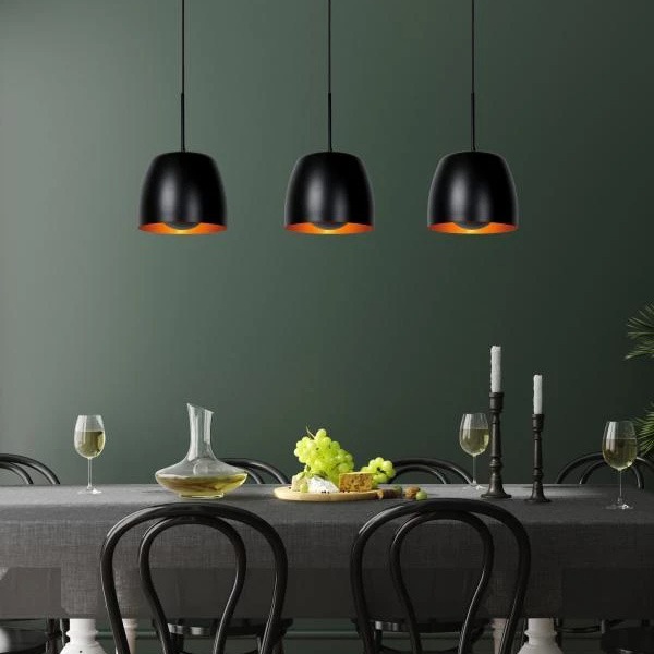 【LUCIDE】ベルギー　デザイン照明　シーリングペンダントライト「NOLAN」Black　3灯（φ240×H192mm）