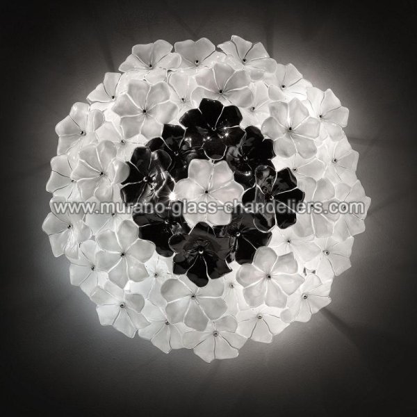 【MURANO GLASS CHANDELIERS】イタリア・ヴェネチアンガラスシーリングライト6灯「LOTO」(W750×H300mm)