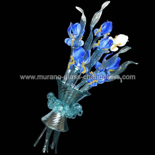 【MURANO GLASS CHANDELIERS】イタリア・ヴェネチアンガラスウォールライト3灯「MAZZO DI IRIS」（W300×H700mm）