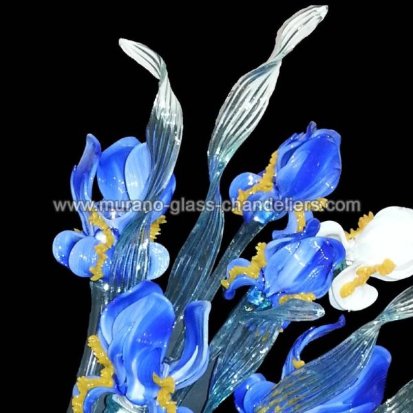 【MURANO GLASS CHANDELIERS】イタリア・ヴェネチアンガラスウォールライト3灯「MAZZO DI IRIS」（W300×H700mm）