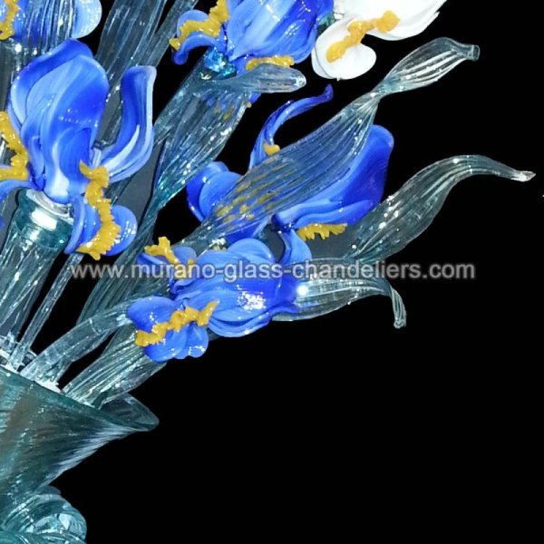 【MURANO GLASS CHANDELIERS】イタリア・ヴェネチアンガラスウォールライト3灯「MAZZO DI IRIS」（W300×H700mm）