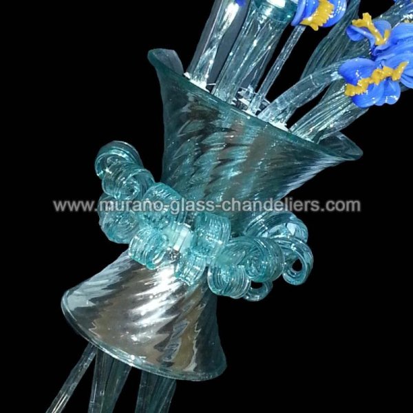 【MURANO GLASS CHANDELIERS】イタリア・ヴェネチアンガラスウォールライト3灯「MAZZO DI IRIS」（W300×H700mm）