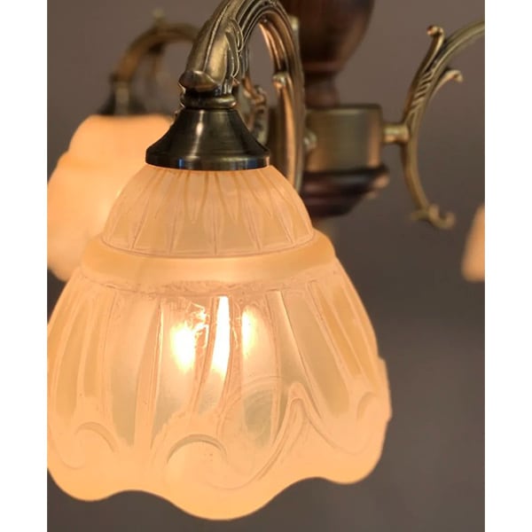 アンティーク調 ガラスシェードシャンデリア アンバー(φ520×H300mm)