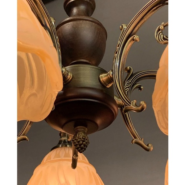 アンティーク調 ガラスシェードシャンデリア アンバー(φ520×H300mm)