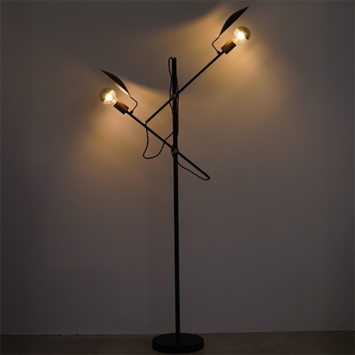 【HERMOSA】ポルダーフロアランプ「POLDER FLOOR LAMP」2灯・ブラック（W260×H1410mm）