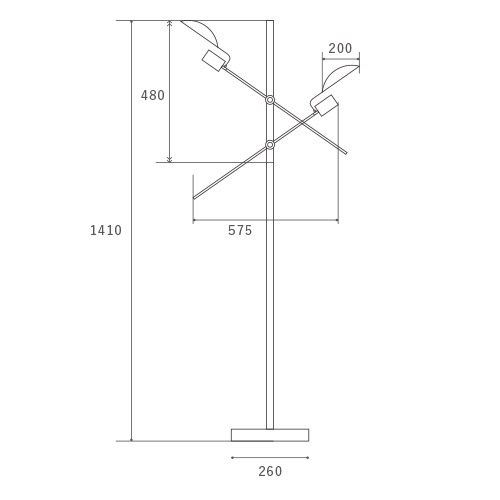 【HERMOSA】ポルダーフロアランプ「POLDER FLOOR LAMP」2灯・ブラック（W260×H1410mm）