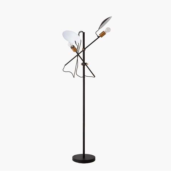 【HERMOSA】ポルダーフロアランプ「POLDER FLOOR LAMP」2灯・ブラック（W260×H1410mm）