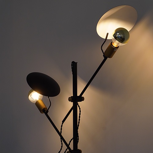 【HERMOSA】ポルダーフロアランプ「POLDER FLOOR LAMP」2灯・ブラック（W260×H1410mm）