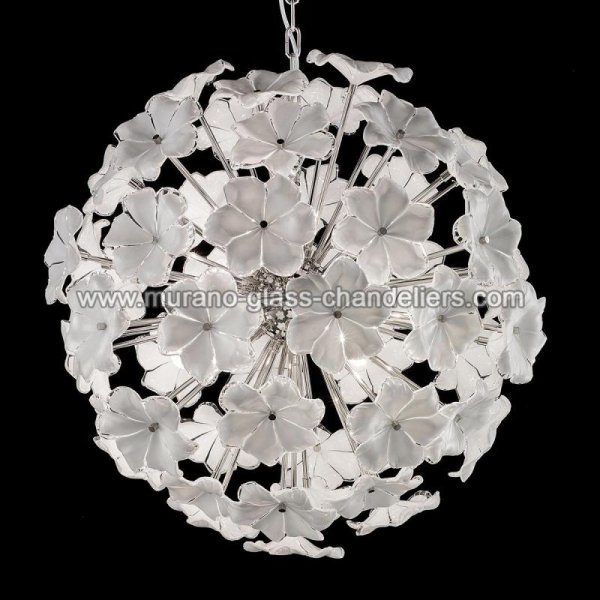 【MURANO GLASS CHANDELIERS】イタリア・ヴェネチアンガラスシャンデリア6灯「LOTUS」（W700×H700mm）
